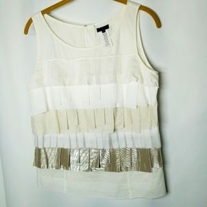 J. Crew Collection Silk Cotton Layered Tank White Cream Gold‎ Make up mark  6